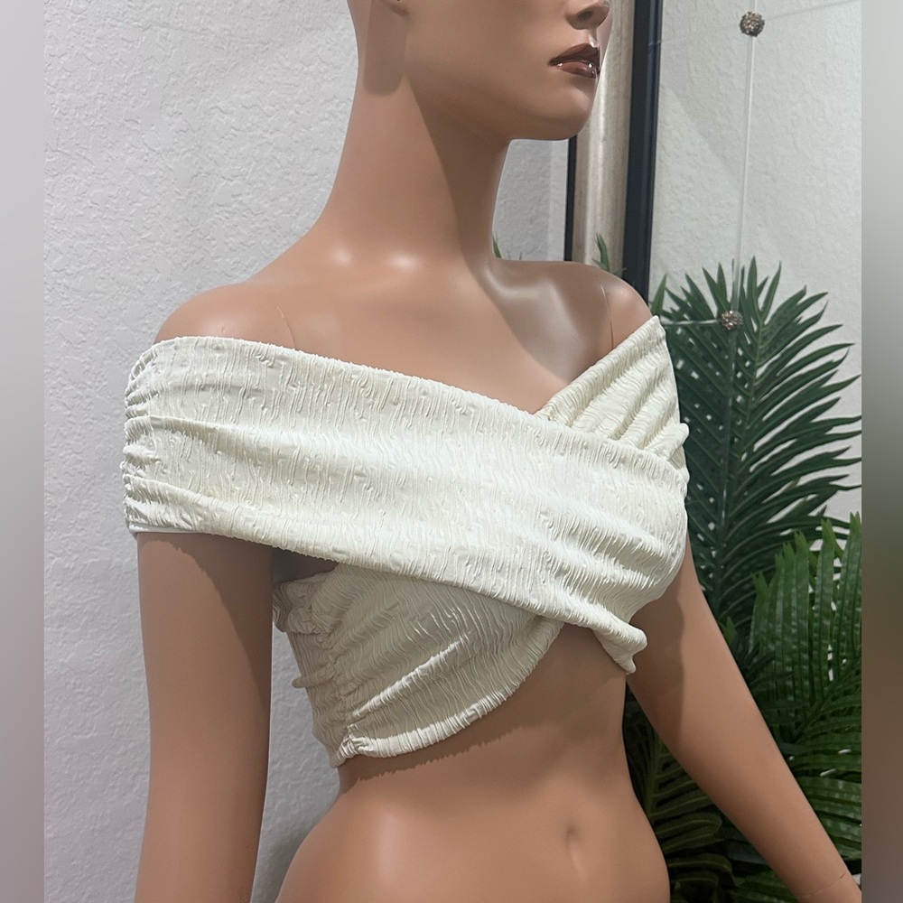 Mara Hoffman nude Off-Shoulder Crop Top M